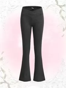 ROMWE 素色喇叭褲 - 深灰色 - 查看 1