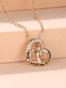 Vòng cổ mặt dây chuyền ngày của mẹ bằng đá rhinestone trắng quý phái và thanh lịch, vòng cổ mặt dây chuyền quà tặng tình yêu - Màu vàng - Xem 1