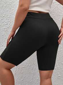 SHEIN Essnce Quần lót kích thước lớn màu trơn Giải trí - màu đen - Xem 2