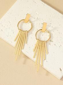 Metal Tassel Drop Earrings - Yellow Gold - View 4
