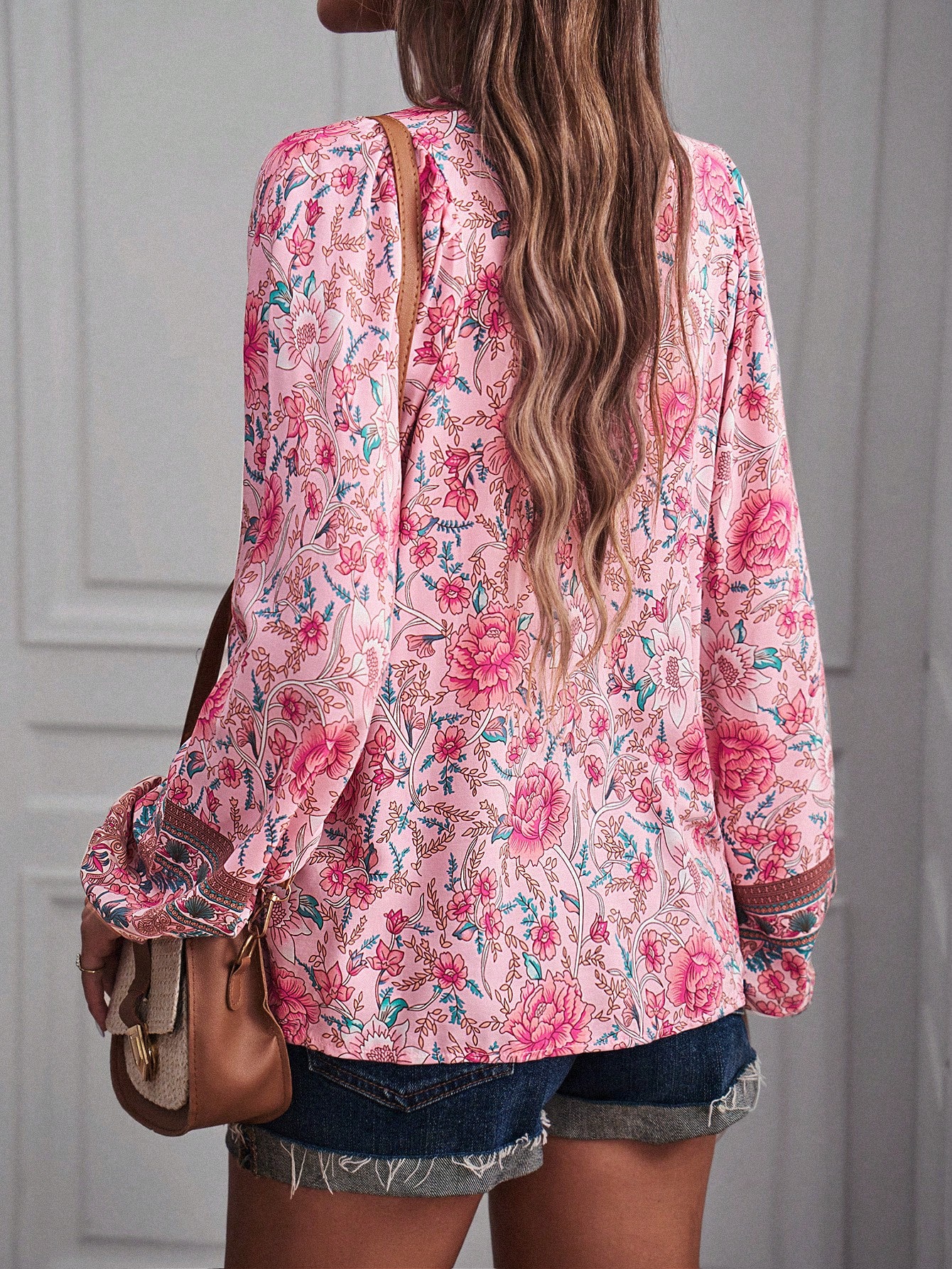 Tie Neck Floral Print Blouse SHEIN USA