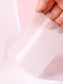 1pc Solid Color Clear Stationery Storage Box, Simple Multi-purpose Pen Holder For Student Stationery Storage - White - View 3