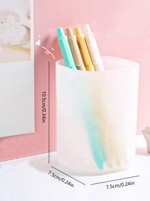 1pc Solid Color Clear Stationery Storage Box, Simple Multi-purpose Pen Holder For Student Stationery Storage - White - View 4