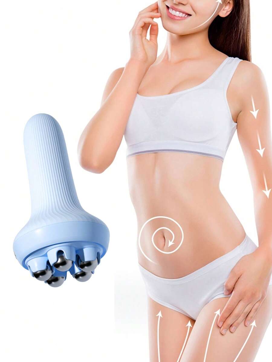Relax Massage Ball Roller, 1pc Handheld Massager For Muscle Back Neck Foot Calf Leg Relax, Body Massage Tool With Roller, Ball Massager Can Be Used With Essential Oils With Portable Design, Blue - Blue - View 1