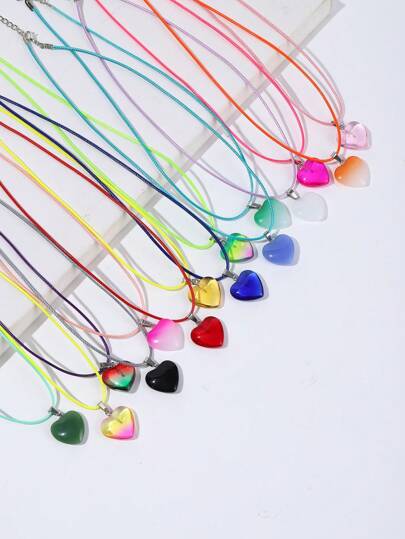 15件套时尚心形吊坠项链，女士日常配饰，情人节礼物