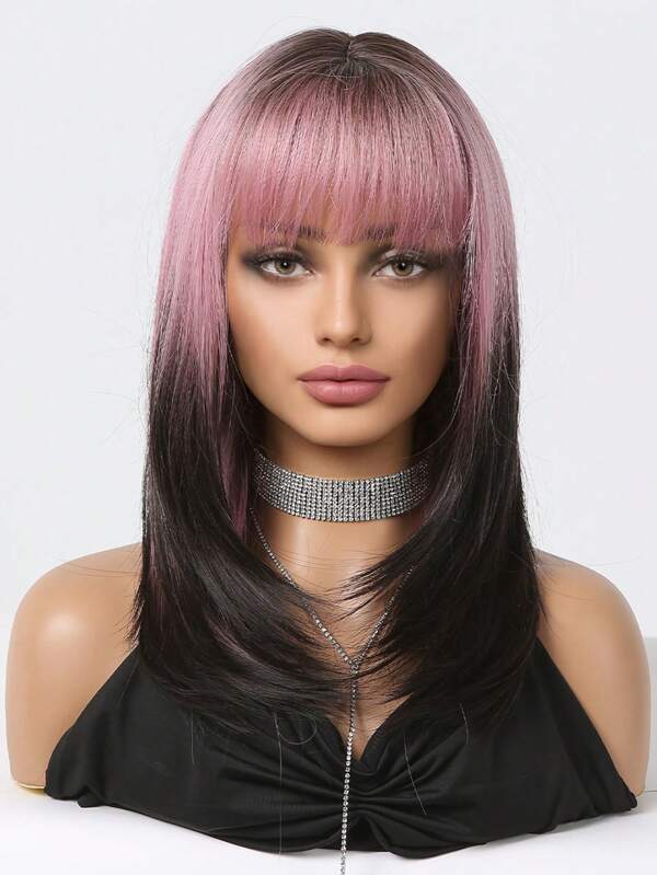 Multicolor Synthetic Weave Hairpiece With Bangs For MediumLong