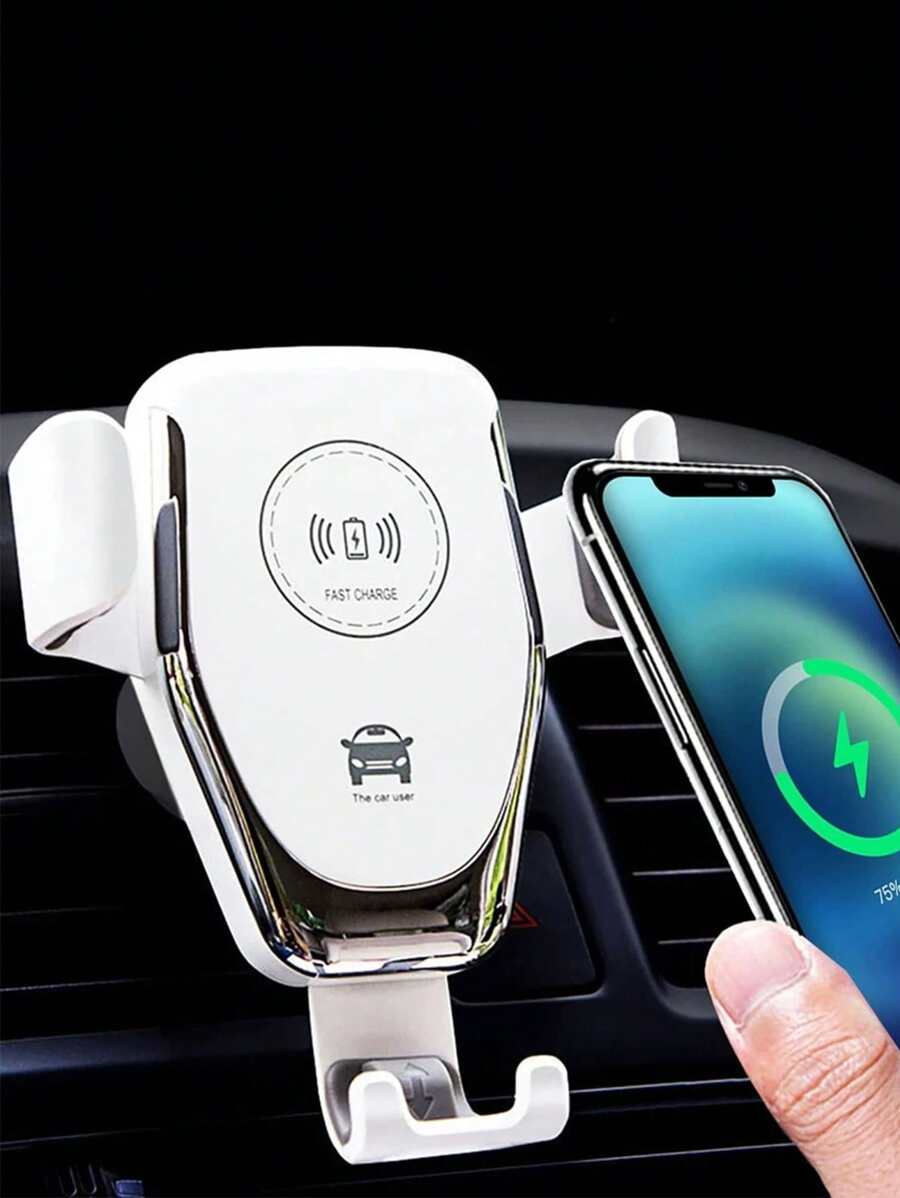10W ABS Car Wireless Fast Charger Phone Holder - White - View 1