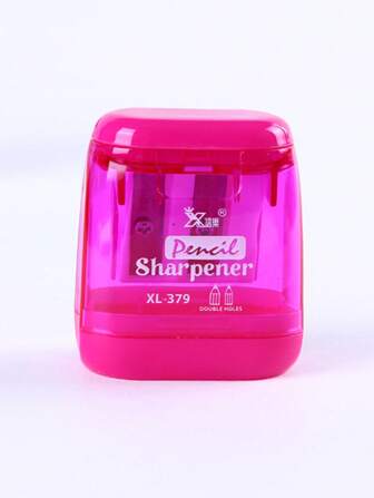 1pc Cartoon Double Hole Pencil Sharpener, Pink