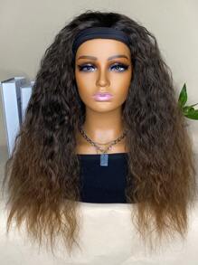 Synthetic Heat Resistant Wigs Water Wave Ombre Brown 20Inch Long Curly Headband Wigs For Women Natural Daily Hair - Multicolor - View 1