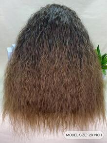 Synthetic Heat Resistant Wigs Water Wave Ombre Brown 20Inch Long Curly Headband Wigs For Women Natural Daily Hair - Multicolor - View 3