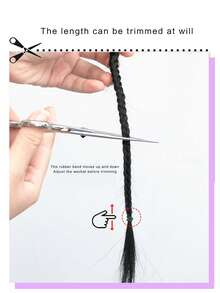 Braided Ponytail Extension Synthetic Hair Braid - Black - View 5