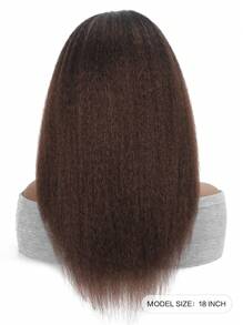 Lockig rak hårbandsperuk, ombre svart till brun yaki rak syntetisk hårbandsperuk för kvinnor, peruk utan spetsfront med svart hårband - Multifärgad - Visa 2
