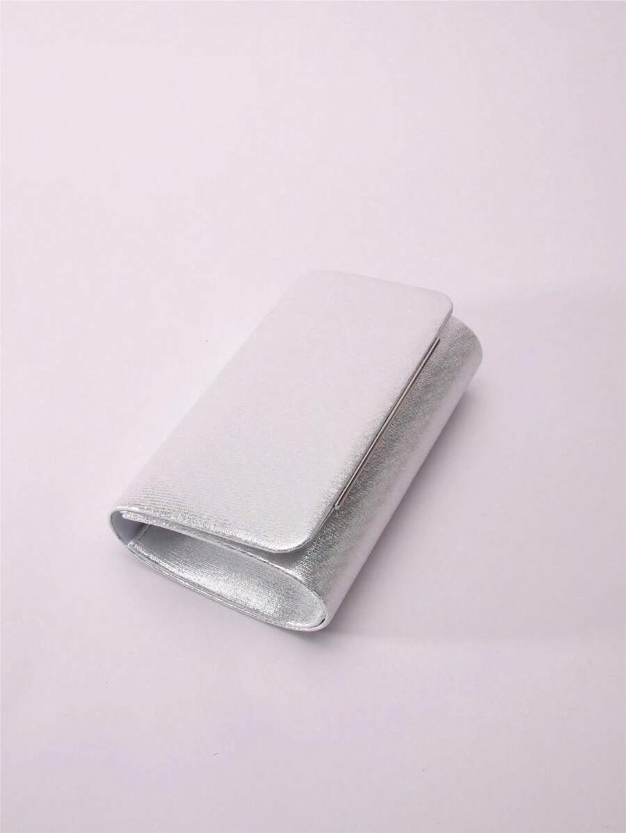 迷你翻蓋鏈條方包 - 銀色 - 查看 1