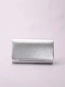 迷你翻蓋鏈條方包 - 銀色 - 查看 3