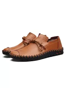 Giày công sở màu nâu dành cho nam, Chi tiết khâu ren Thiết kế giày thủ công - màu nâu - Xem 1