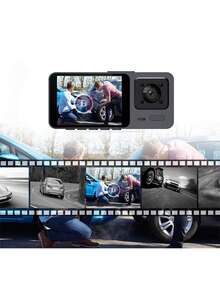 3 Lens 1080P Car Dashcam 2 Inch Mini Car Black Box G-Sensor Video Recording With Parking Monitoring - Black - View 3