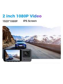 3 Lens 1080P Car Dashcam 2 Inch Mini Car Black Box G-Sensor Video Recording With Parking Monitoring - Black - View 4