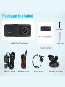 3 Lens 1080P Car Dashcam 2 Inch Mini Car Black Box G-Sensor Video Recording With Parking Monitoring - Black - View 8