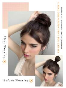 女士彈性直筒合成纖維假髮大腸髮圈圍裹適用於髮髻圍裹甜甜圈黑暗棕色髮髻配件 - Dark Brown - 查看 3