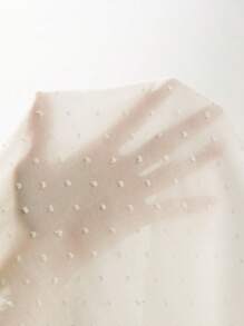 SHEIN Clasi Plus Swiss Dot Off Shoulder Ruffle Hem Dress - White - View 6