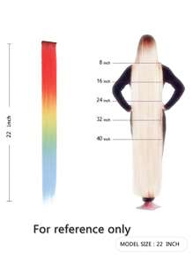 Rainbow Ombre Synthetic Hair Extensions Clip-In Pieces - Multicolor - View 3