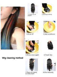 Rainbow Ombre Synthetic Hair Extensions Clip-In Pieces - Multicolor - View 5