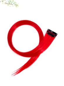 3pcs Red Hair Extension Clip-In Hairpiece For Volume And Length, One-Piece Straight Synthetic Hair Clip With Invisible Wire - Red - View 4