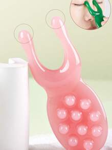 Resin Nose Massager, 1pc Trigger Point Gua Sha Board, Massage Tool For Face Nose Head Hand Ear - Pink - View 2