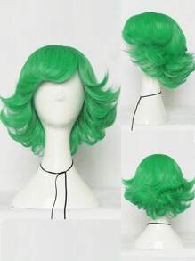 Bộ Tóc Giả Lật Sóng Retro Có Nổ Màu Xanh Lá Cây Tóc Giả Cosplay Ngắn 12 Inch Mật Độ Cao Tổng Hợp Không Keo Chịu Nhiệt Sợi Tóc Trường Học Halloween Ngày Lễ Tạ Ơn Phụ Kiện Trang Phục Giáng Sinh & 1 Mũ Tóc Giả - màu xanh lá - Xem 1