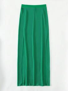 高開叉沙灘纏腰式半身裙 - 綠色 - 查看 5
