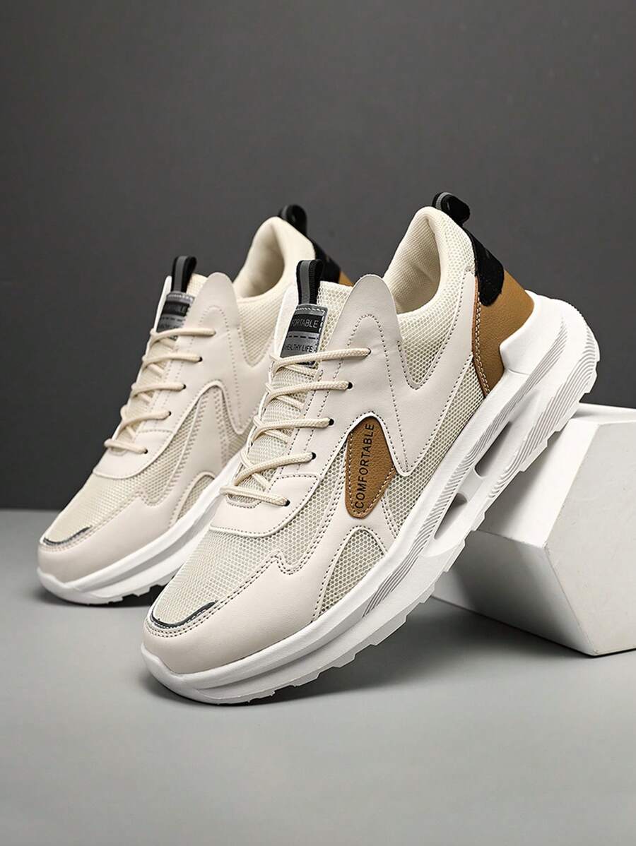 WANWEISI Chaussures de sport casual pour hommes, chaussures de sport pour hommes à semelle épaisse et perforée, chaussures de course à lacets imprimées de lettres pour hommes, chaussures casual pour hommes toutes saisons, chaussures de sport rétro pour hommes, convenant pour la course en extérieur, les rassemblements quotidiens et la Saint-Valentin, parfaites avec un look jean de sport