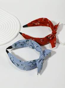 2pcs Women Flower Pattern Bow Decor Boho Headband - Multicolor - View 3