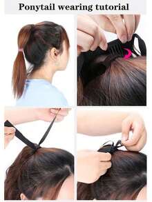 Light Brown Band Ponytail Curly Synthetic Hair Extension - Brown - View 3