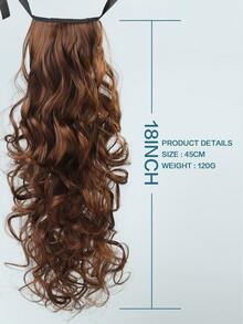 Light Brown Band Ponytail Curly Synthetic Hair Extension - Brown - View 5