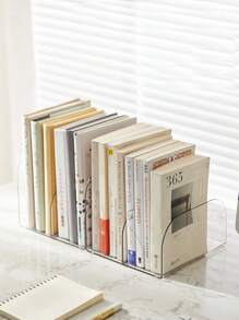 1pc Clear Decorative Bookend, Simple Multi-purpose Desktop Bookend For Office, School, Student, Book Storage - Clear - View 4