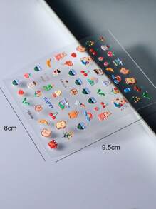 1pc Cute Cartoon Bear & Fruit & Scenery 3D Nail Sticker - Multicolor - View 6