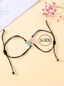 Goodwaro 2pcs/set Alloy Butterfly Design Bracelet Set For Mother & Daughter, Pink & Blue Color Combination - Multicolor - View 5