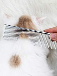 1 pieza de acero inoxidable Removedor de pelo para mascotas Peine para perro con gato para aseo - Negro - Ver 1