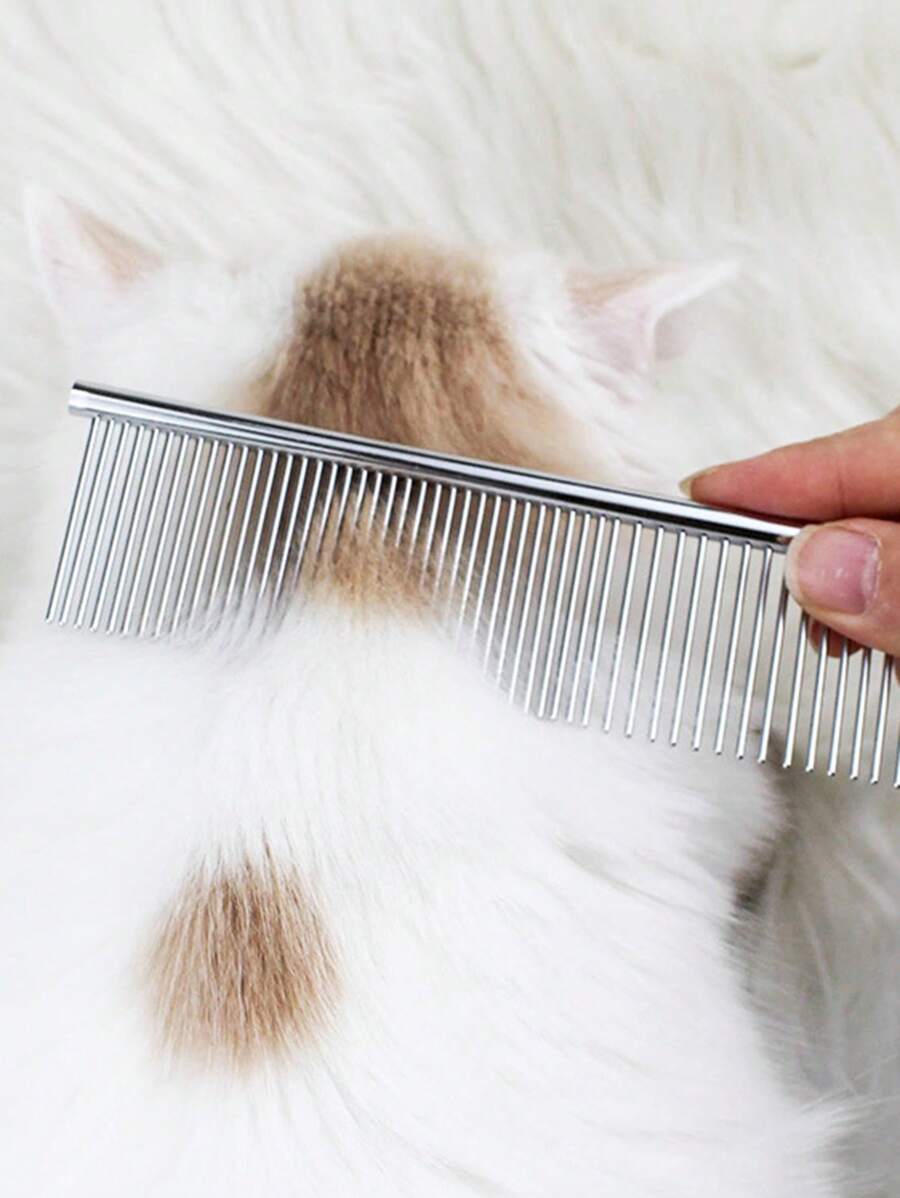1 pieza de acero inoxidable Removedor de pelo para mascotas Peine para perro con gato para aseo - Negro - Ver 1