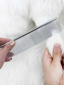 1 pieza de acero inoxidable Removedor de pelo para mascotas Peine para perro con gato para aseo - Negro - Ver 4