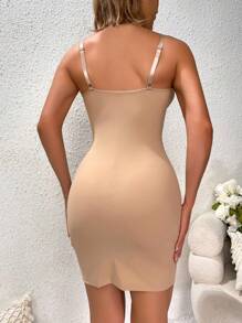 Vestido de tirantes faja bustier fruncido unicolor - Albaricoque - Ver 2