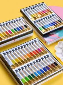 1套12ml亞克力顏料專業多用途便攜式學生亞克力顏料繪畫 - 杏色 - 查看 3