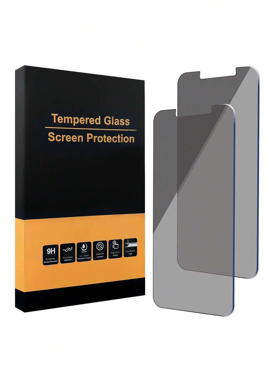 2 片手機螢幕隱私保護強化膜相容 iPhone15/15Plus/15Pro/15Promax - 黑色 - 查看 1