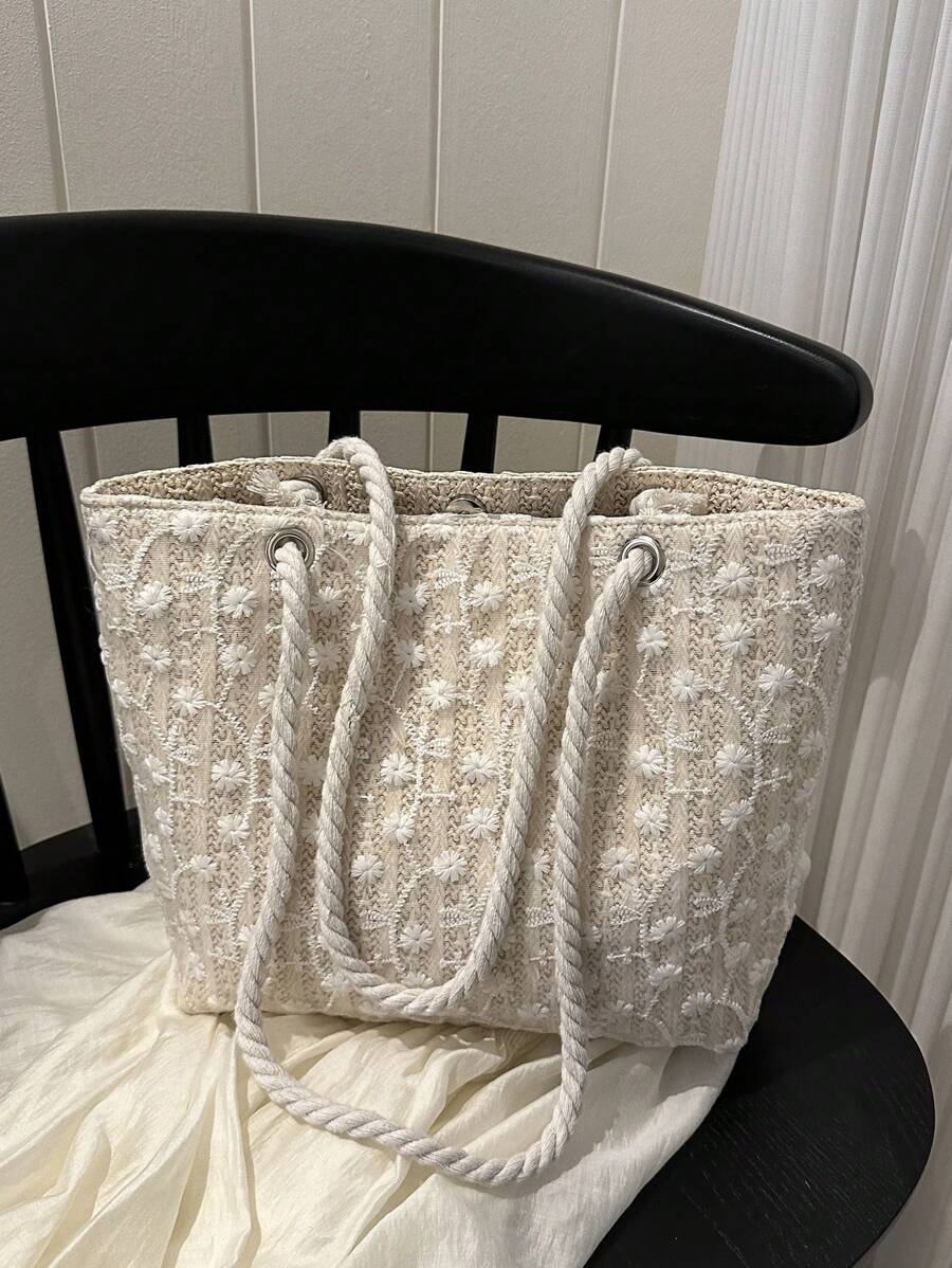 女士大容量编织单肩手提包