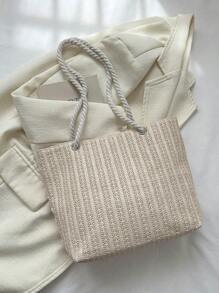 女士大容量编织单肩手提包