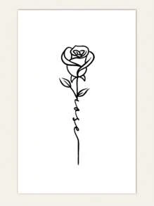 1pc Rose Love Minimalist And Playful Semi-Permanent Tattoo Sticker, Herbal Fake Tattoo, Waterproof And Durable