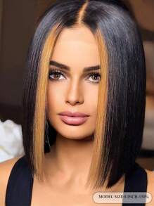Straight Bob 13 X 4 X 1 T-Part Lace Wig Two Tone Short Straight Human Hair Wigs Hair Replacement Wig For Women Ombre Color - S1/30 - View 2