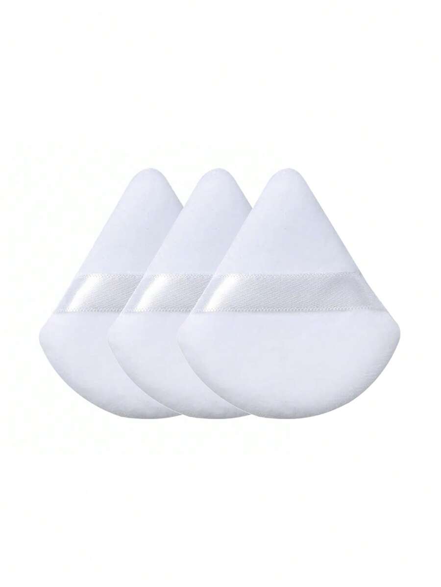 Soft Triangle Powder Face Powder For Loose Powder, Mineral Powder, Body Powder, Cosmetic Velvet, Foundation, Beauty And Makeup Puffs - White - View 1