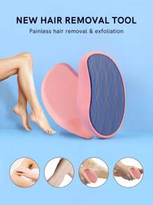 1pc Crystal Glass Hair Remover, 2-in-1 Foot File & Hair Removal Tool, With Multifunctional & Reusable Properties, Magic & Painless Exfoliation Hair Removal Tool For Fast & Easy Hair Erasure For Women & Men On Back, Arms, And Legs. Portable Epilator. It Is Recommended To Apply Moisturizer Or Aloe Vera Gel On The Skin After Use For Soothing Effect. - Pink - Pink - View 2