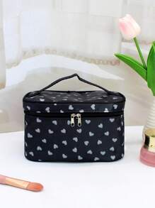 1件多色心形，便攜時尚旅行化妝包，女士女孩儲物化妝品組織者化妝盒 - 彩色 - 查看 4